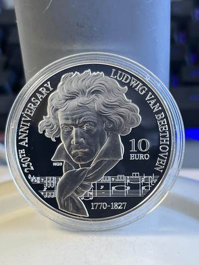 第174期拍卖【长期征集拍品】 - 马耳他2020年音乐家贝多芬诞生250周年纪念银币，925银，28.28克，发行1500枚，有氧化点