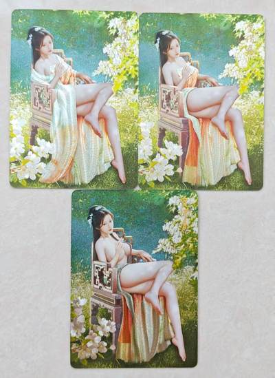 花开卡拍第36期（8月31号周日截拍，品控勿拍!!!拍品不寄存，运费5元，自制卡难免瑕疵，可能存在轻微撞角爆边等出厂瑕疵，品控介意勿拍！） - 焱卡 如梦令红楼 贾惜春 粗闪渐变3张