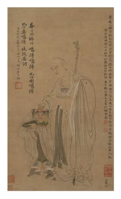 陈洪绶菩萨摩顶图  明代人物画微喷打印临摹画稿 - 陈洪绶菩萨摩顶图  明代人物画微喷打印临摹画稿