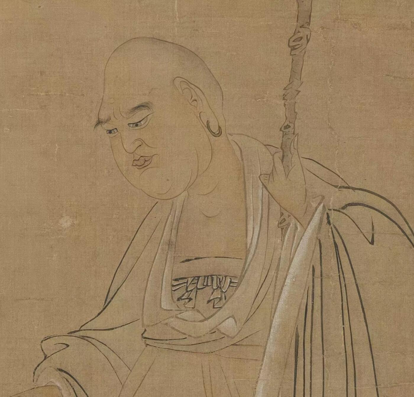 陈洪绶菩萨摩顶图  明代人物画微喷打印临摹画稿