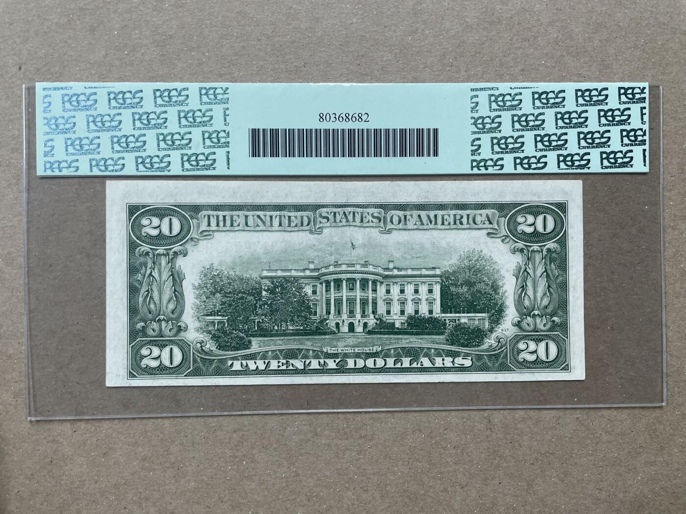美国1934年D版20美元补号 纽约联储发行 PCGS65PPQ 非常稀有 目录价50分为700美元