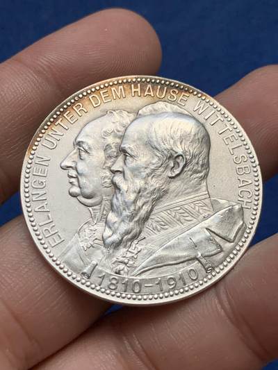 德国维特尔斯巴赫家族100周年及加入巴伐利亚纪念银章 22.7克 38mm 990银 细节见图