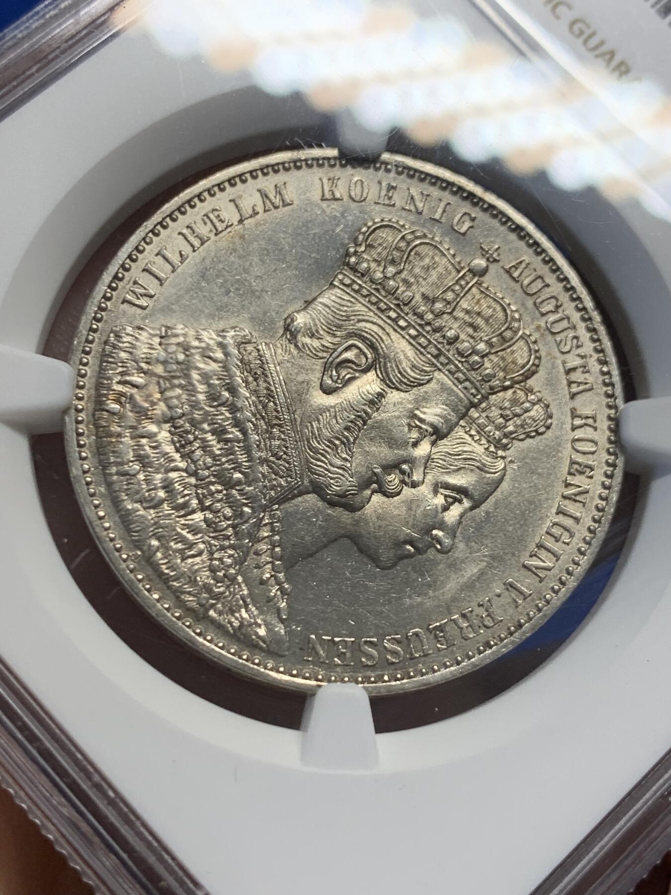 《竞宝斋》第414场 周日，周一，2场连拍 （全场包邮） NGC UNCD 德国 1861年 1泰勒 银币 光度不错 高点清晰