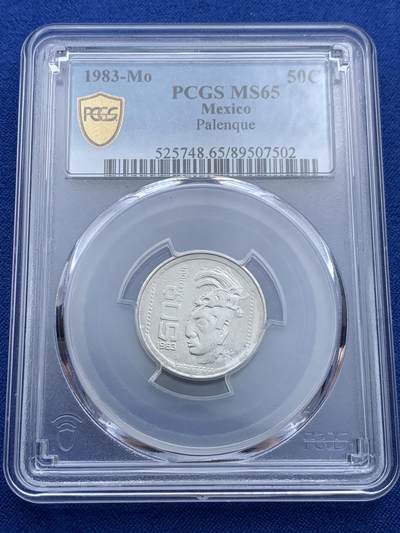 《竞宝斋》第414场 周日，周一，2场连拍 （全场包邮） - PCGS MS65 墨西哥1983年50比索 酋长头像 少见的纲目品种 拆卷评级高分！适合收藏分数。