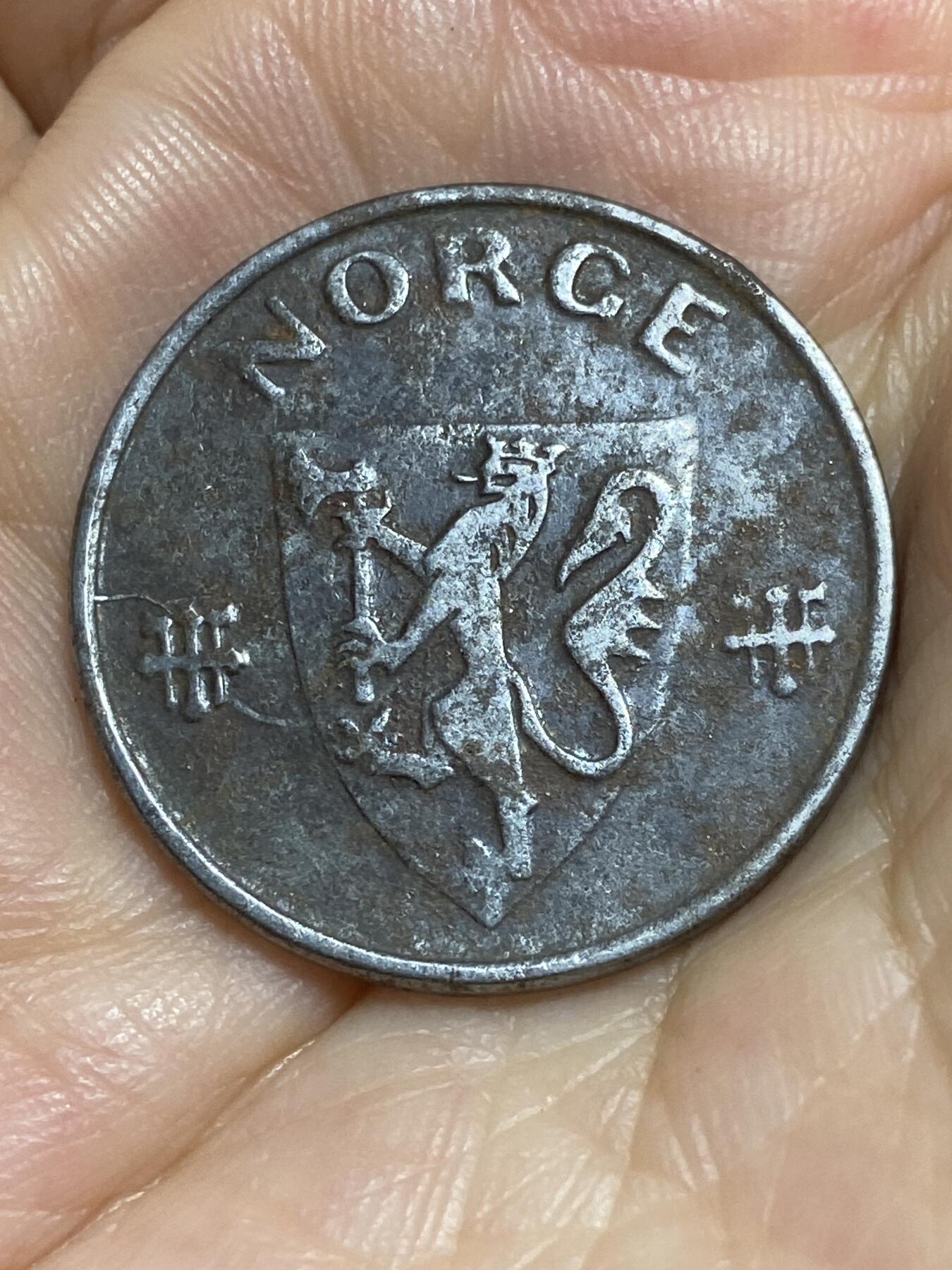 2025年第八十四场(总第一百一十场）外国好品散币(免佣金) 挪威🇳🇴1943年5欧尔铁币(哈康七世，二战德国占领时期)