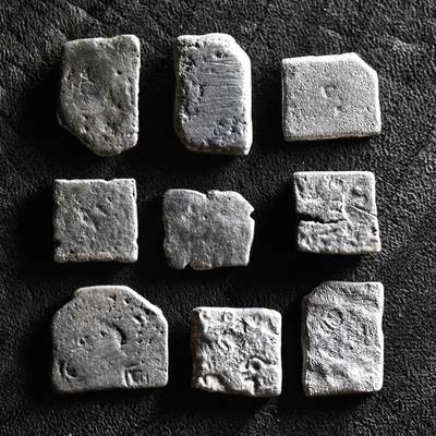【良泉】【国庆精品场】10月2日晚19.30点开拍！ 222组，西方古代钱币、印章专场 - 公元前3世纪【古印度】孔雀王朝， 1卡夏帕银币，9枚，总重19.25克