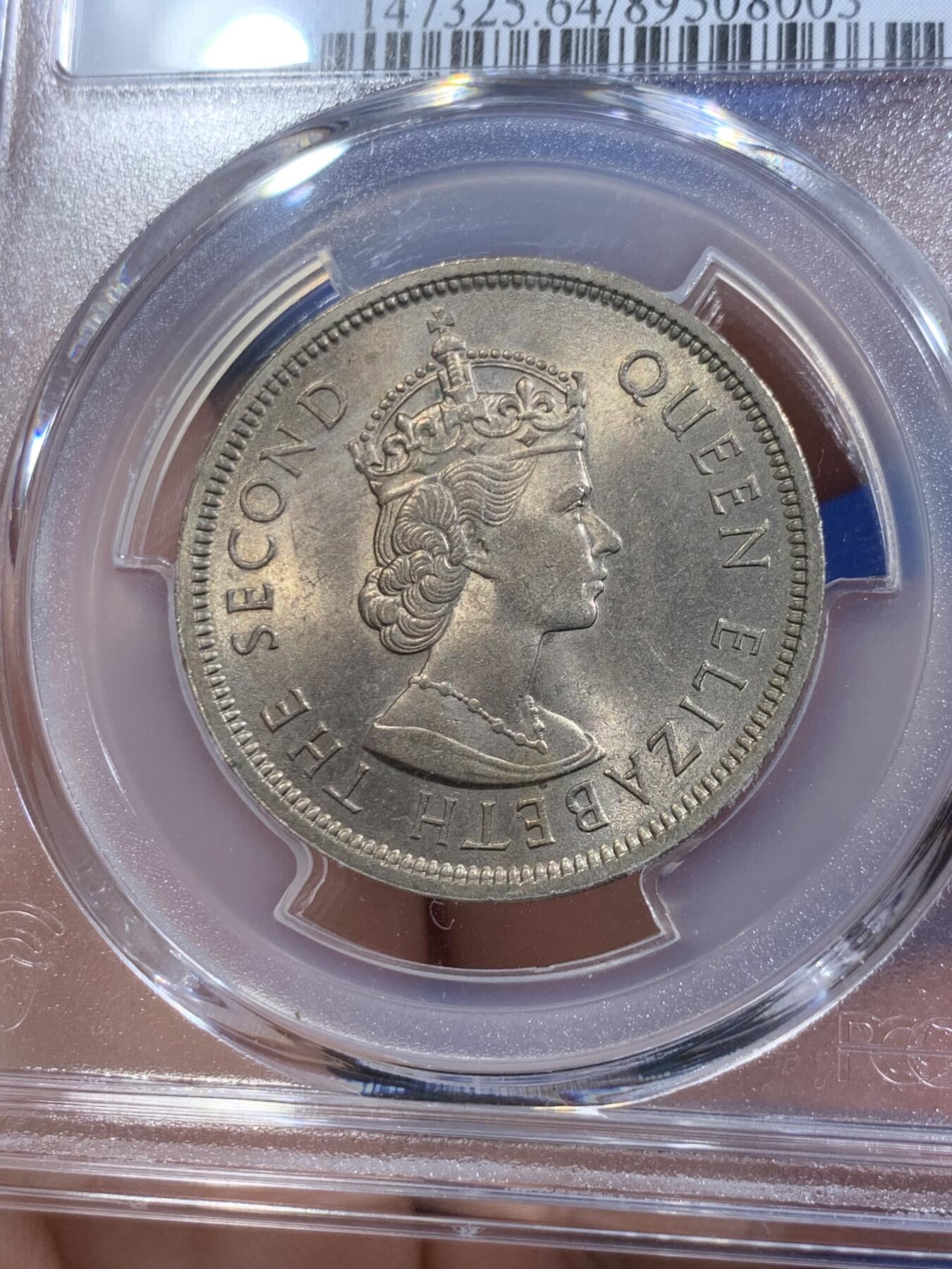 《竞宝斋》第414场 周日，周一，2场连拍 （全场包邮） PCGS MS64 香港1960H大一圆 少见年份 64已经是相对不错的分数了 目前价格低位 适合集年份的 不是后期常见年份