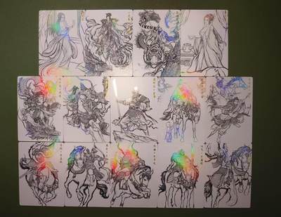光影卡牌第21期，各家亲签，各家特卡，持续收拍品 - 张建东水浒三国特卡14张，线稿工艺