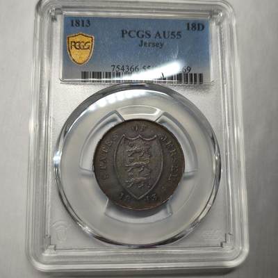 老蟹的宝藏🏴‍☠️ I - 英属泽西岛1813年18便士代币-亚军分-发行量91000枚