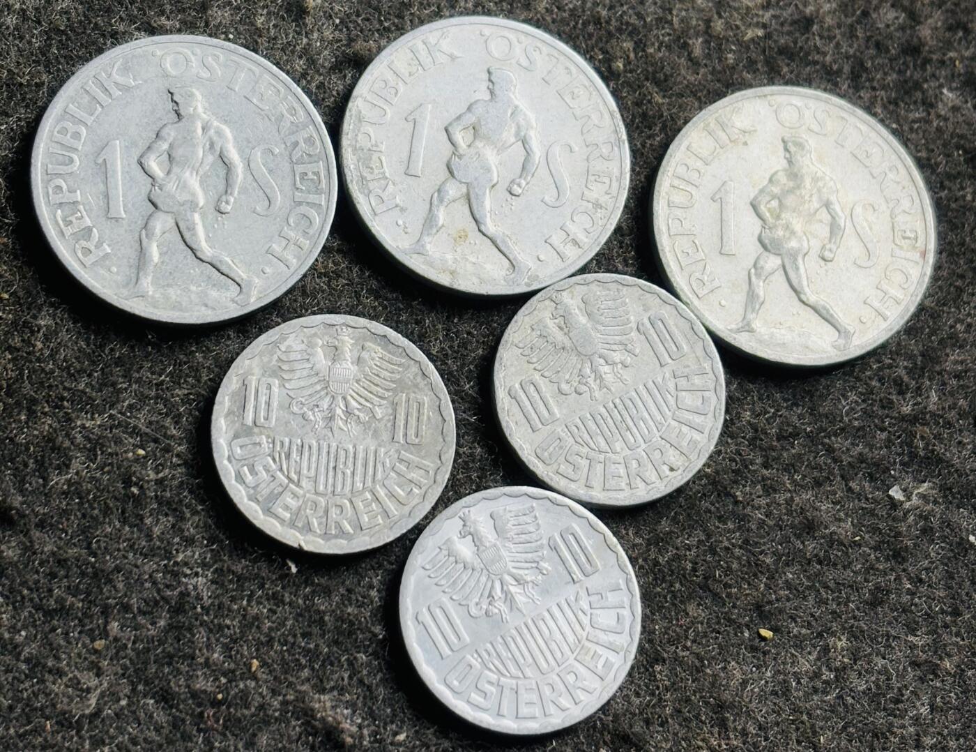 文馨钱币收藏第 269 场，长期接收代拍品 少见奥地利 1 先令，10 格罗申各 3 枚，包含首发年 46年2 枚