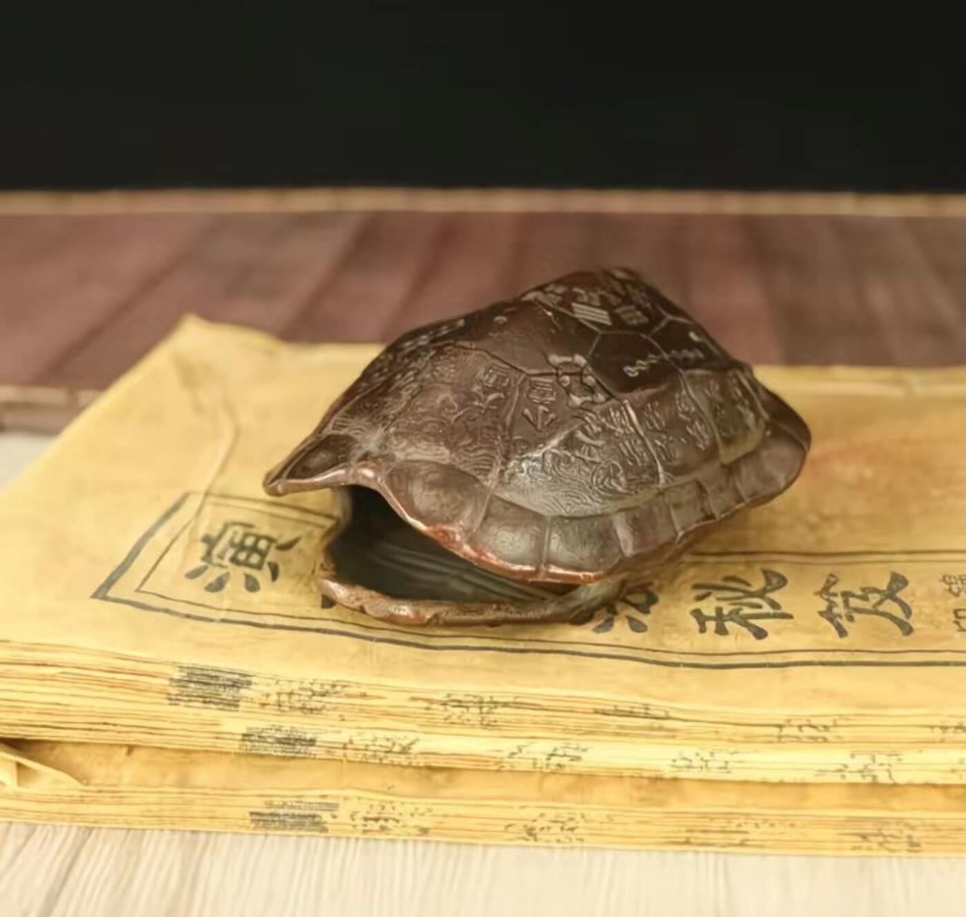 杂相专场 (做旧款)仿古铜合金龟壳富甲天下手把件