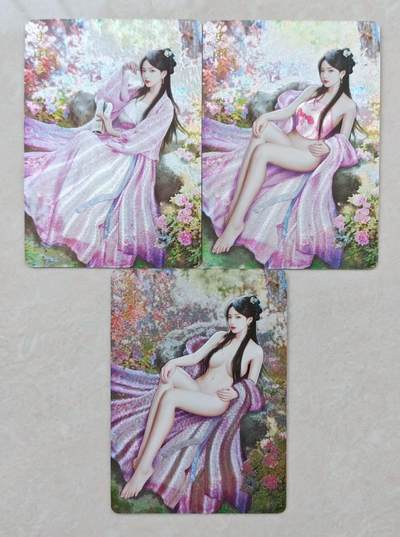 花开卡拍第36期（8月31号周日截拍，品控勿拍!!!拍品不寄存，运费5元，自制卡难免瑕疵，可能存在轻微撞角爆边等出厂瑕疵，品控介意勿拍！） - 焱卡 如梦令红楼 史湘云 粗闪渐变3张