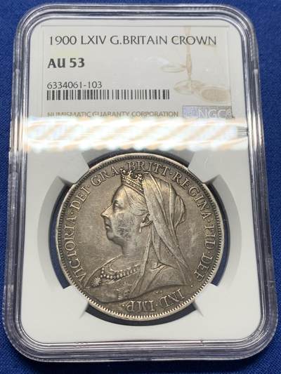 《竞宝斋》第414场 周日，周一，2场连拍 （全场包邮） - NGC AU53 英国1900年维多利亚1克朗批纱马剑银币