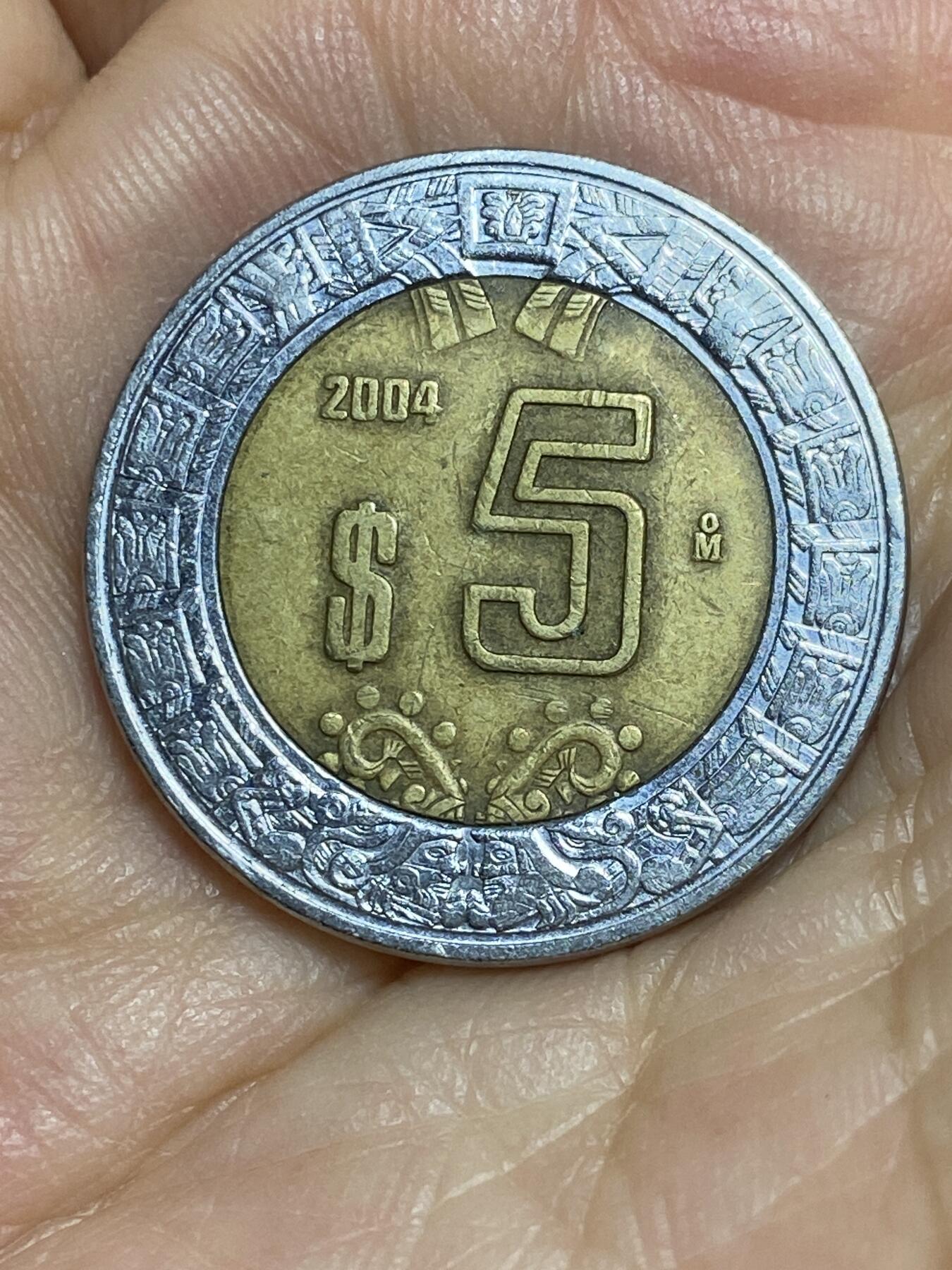 2025年第八十四场(总第一百一十场）外国好品散币(免佣金) 墨西哥🇲🇽2004年5比索(后期版，货币符号前无N版)