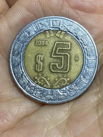 2025年第八十四场(总第一百一十场）外国好品散币(免佣金) - 墨西哥🇲🇽2004年5比索(后期版，货币符号前无N版)