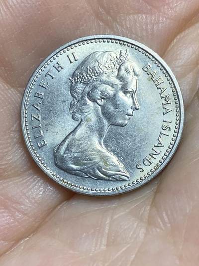 2025年第八十四场(总第一百一十场）外国好品散币(免佣金) 较少见好品–巴哈马🇧🇸1966年5分(伊丽莎白二世中年花冠，第一套流通硬币首发年)