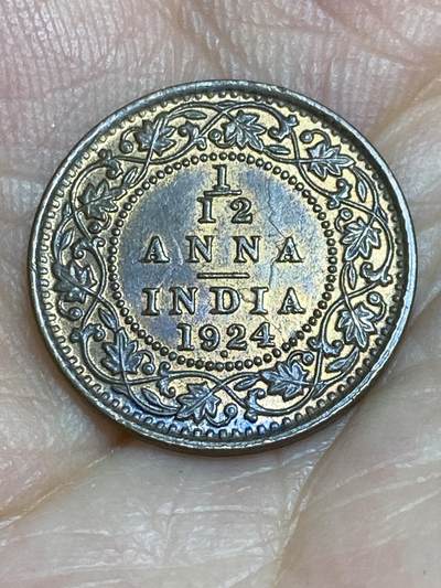 2025年第八十四场(总第一百一十场）外国好品散币(免佣金) - 英属印度1924年1/12安娜(乔治五世时期，圆点标b版孟买造)