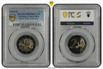 S&S Numismatic世界钱币-拍卖 第114期  - 获奖币*德国2019年 推倒柏林墙30周年 2欧元双色精制纪念币 PCGS PR69DCAM