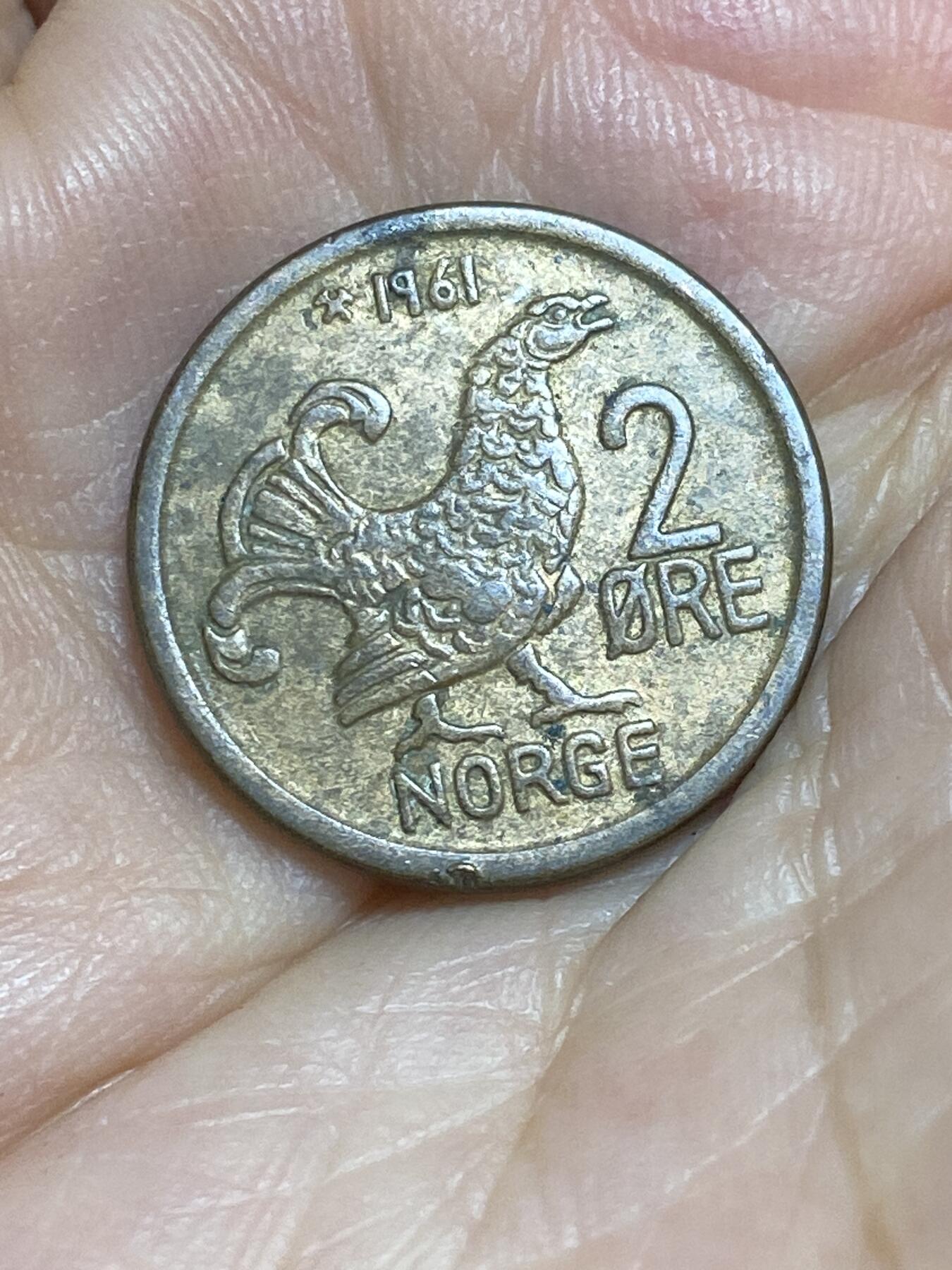 2025年第八十四场(总第一百一十场）外国好品散币(免佣金) 挪威🇳🇴1961年2欧尔(奥拉夫五世时期第一套)