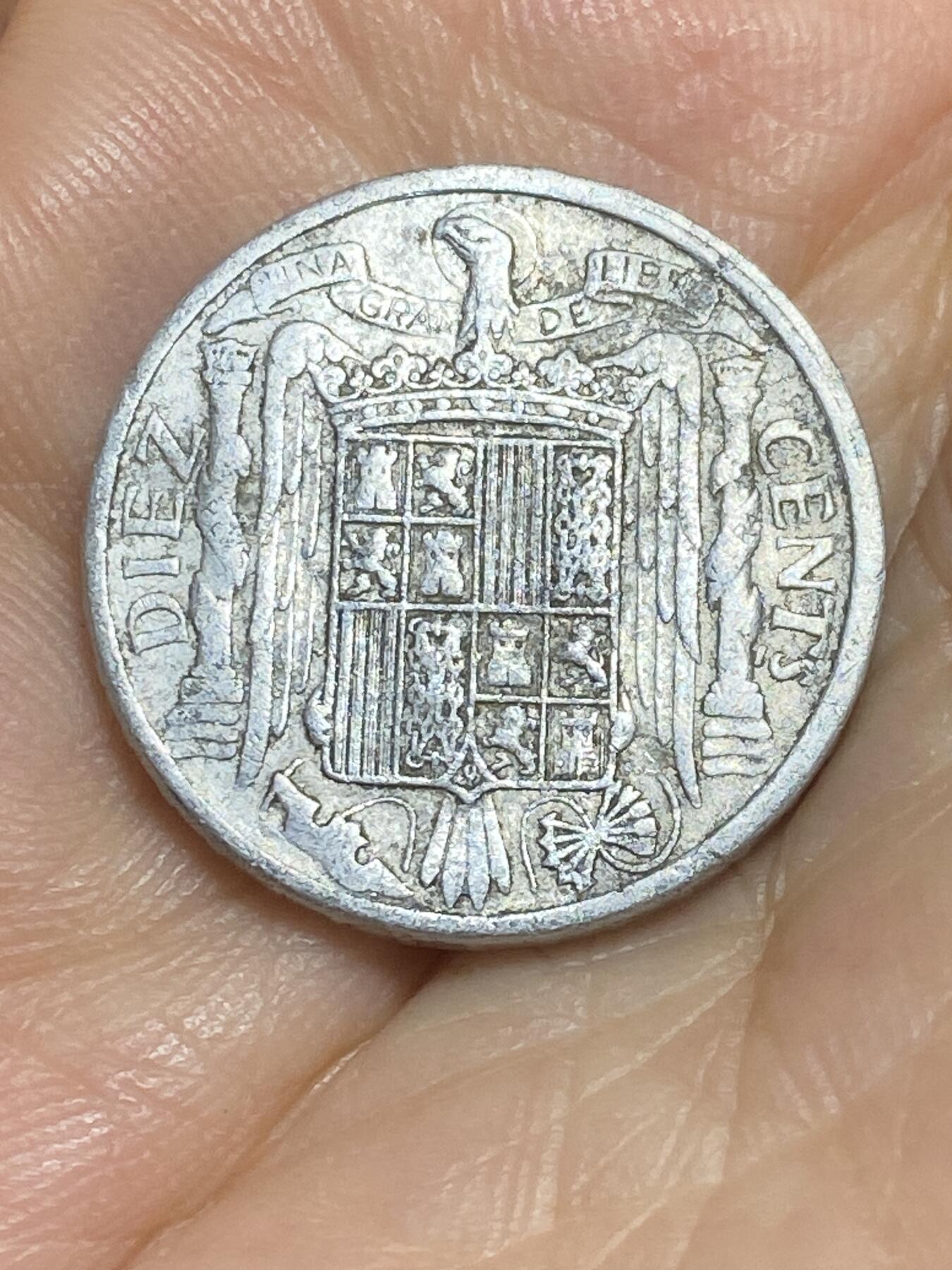 2025年第八十四场(总第一百一十场）外国好品散币(免佣金) 西班牙🇪🇸1945年10分(国民政府时期，实际为佛朗哥控制)