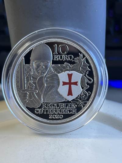 第174期拍卖【长期征集拍品】 - 奥地利2020年骑士传说系列3骑士精神勇气银币，925银，17.3克，发行30000枚