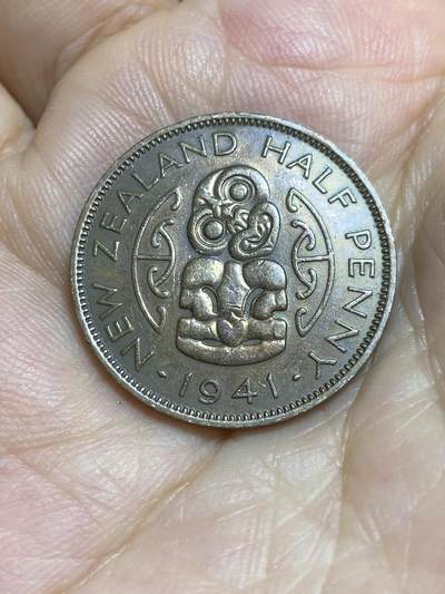 2025年第八十四场(总第一百一十场）外国好品散币(免佣金) - 稀年–新西兰🇳🇿1941年半便士(乔治六世第一版，发行量最少年份)