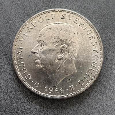 道一币馆币章第一百四十四场 - 瑞典1966年宪法颁布百年5克朗银币  18g 400S
