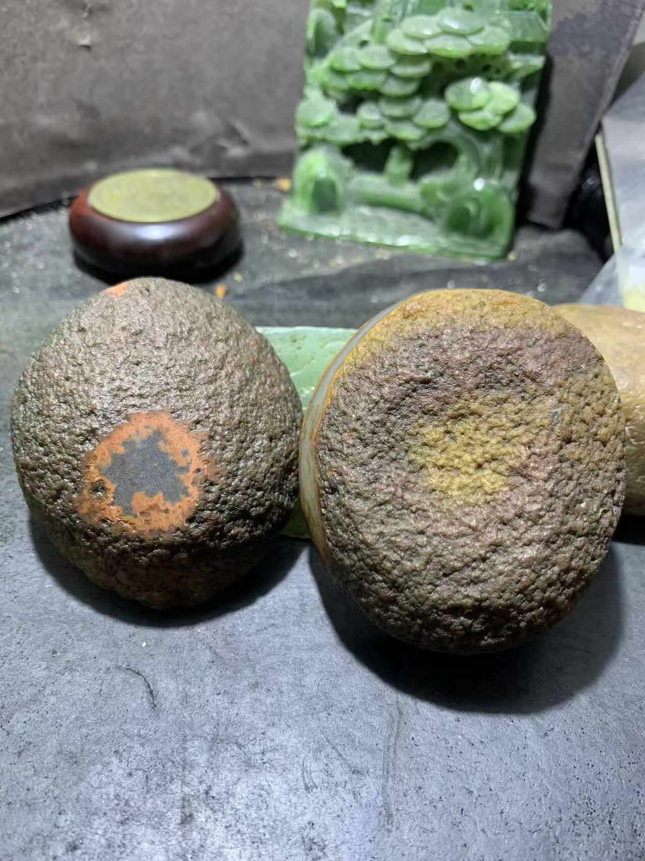 精美亚光原皮高玉化满冰飘冻料战国红玛瑙对切原石大摆件一对