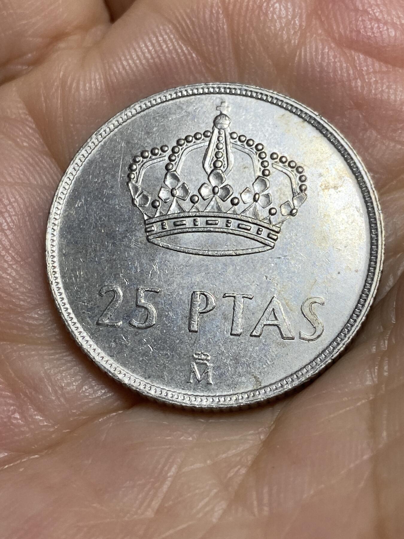 2025年第八十四场(总第一百一十场）外国好品散币(免佣金) 西班牙🇪🇸1984年25比塞塔(胡安·卡洛斯一世时期，第二版)