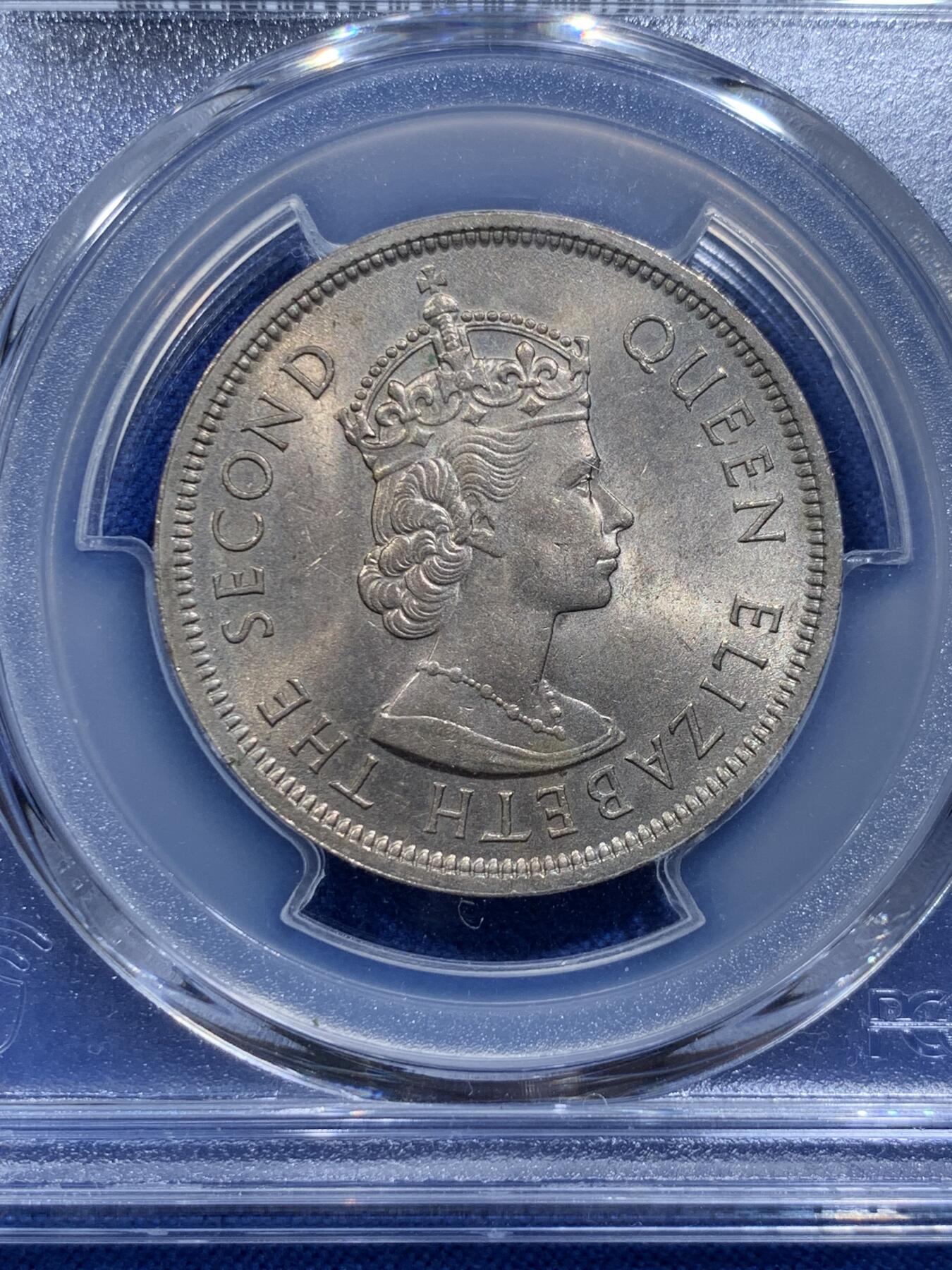 《竞宝斋》第414场 周日，周一，2场连拍 （全场包邮） PCGS MS64 香港1960H大一圆 少见年份 64已经是相对不错的分数了 目前价格低位 适合集年份的 不是后期常见年份