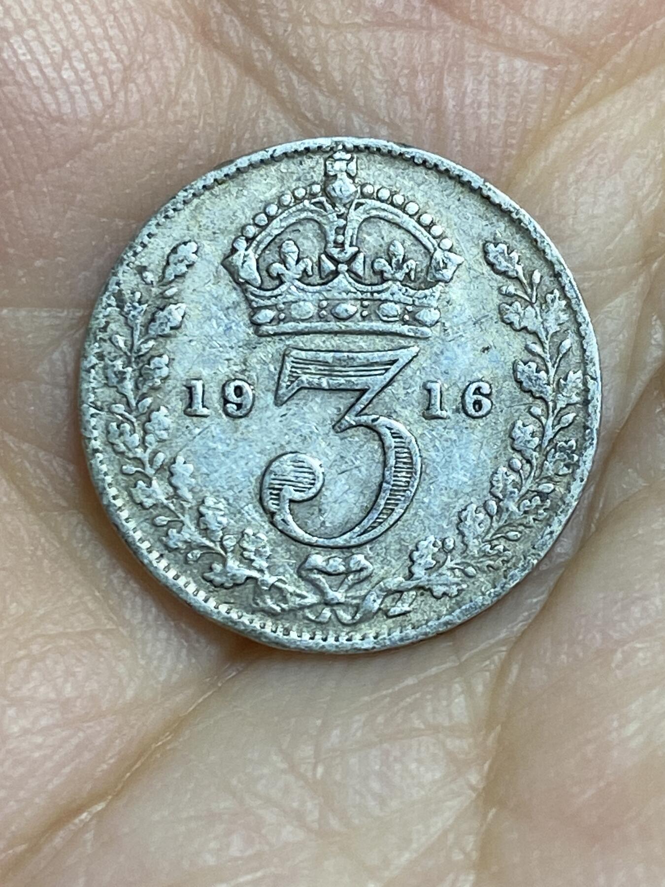 2025年第八十四场(总第一百一十场）外国好品散币(免佣金) 英国🇬🇧1916年3便士银币(乔治五世第一版，925高银)