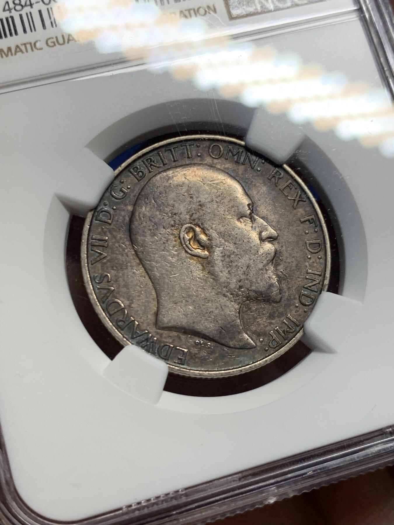 《竞宝斋》第415场 周日，周一，2场连拍 （全场包邮） NGC XF40 英国1903年爱德华七世海神2先令银币