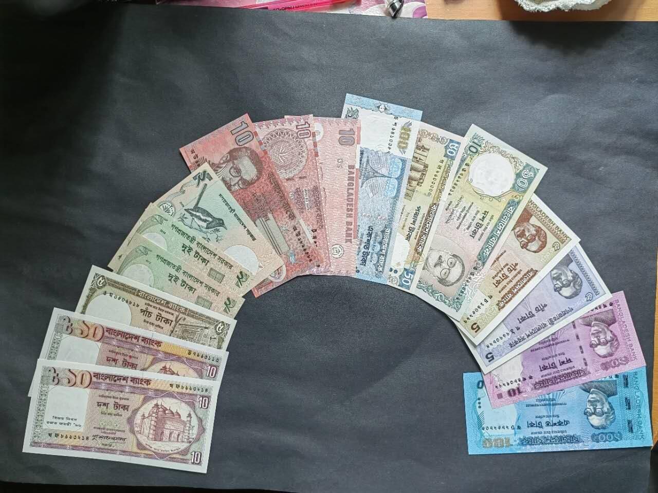 外国纸币专场250906第五十四场 孟加拉国🇧🇩不同版本，年份一套共16张。全新品相UNC，其中一张有字一张有针孔。