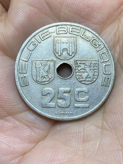2025年第八十五场(总第一百一十一场）外国好品散币(免佣金) - 比利时🇧🇪1938单年份25分(利奥波德三世时期，荷语–法语版，镍黄铜材质)
