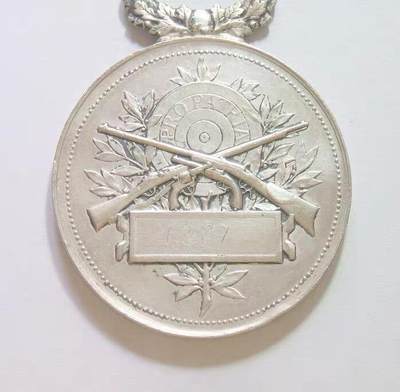 【银】法国1887年 射击节高浮雕精制大银章 40MM 27.5克 - 【银】法国1887年 射击节高浮雕精制大银章 40MM 27.5克