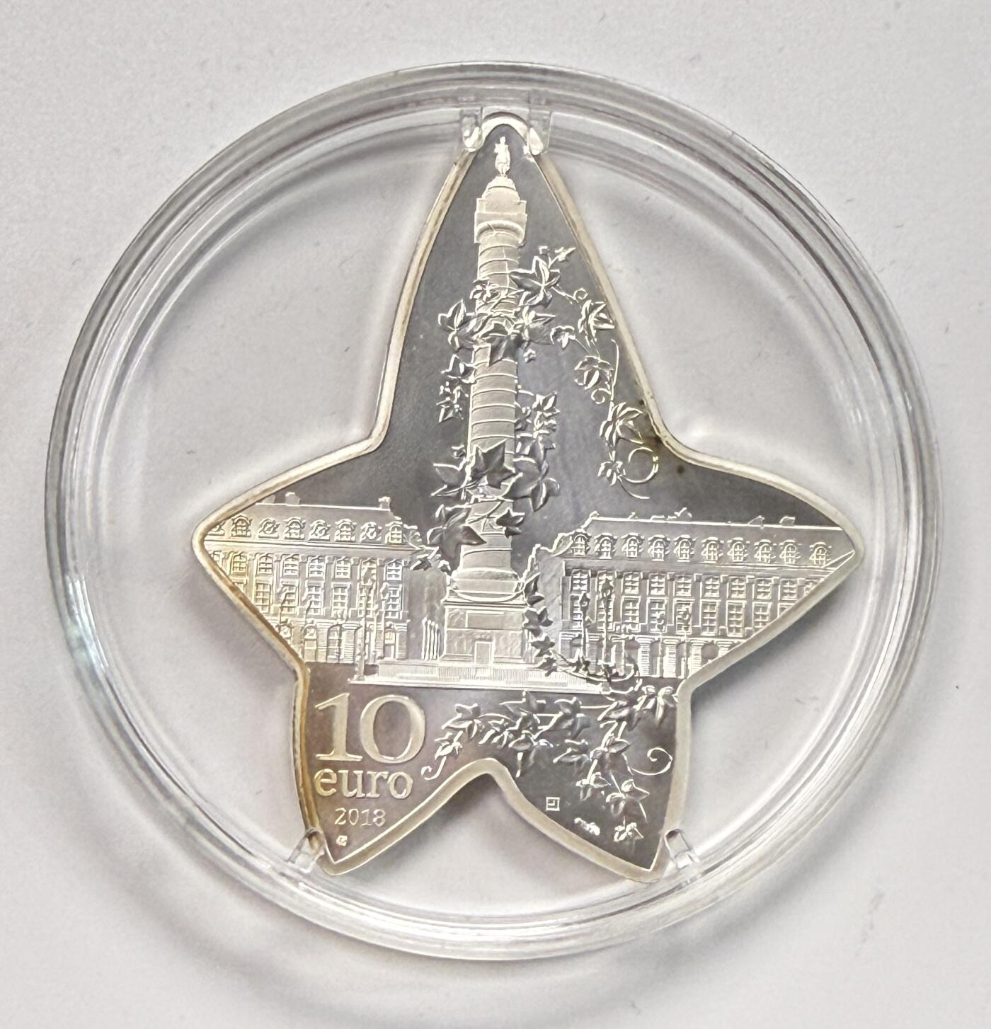 S&S Numismatic世界钱币-拍卖 第114期  法国2018年 法兰西瑰宝-宝诗龙-常青春藤 10欧元精制纪念异形银币 盒证齐全