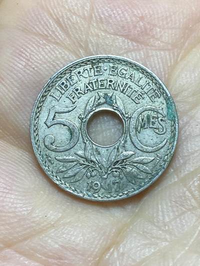 2025年第八十五场(总第一百一十一场）外国好品散币(免佣金) - 稀少品种–法国🇫🇷1917年5生丁(早期大尺寸版，首发年)