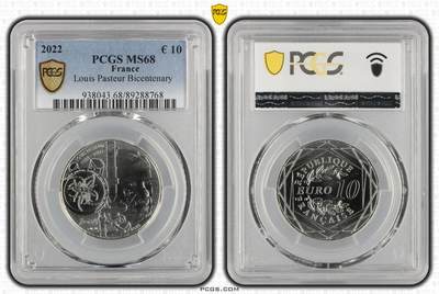 S&S Numismatic世界钱币-拍卖 第114期  - 获奖币*法国2022年 路易斯·巴斯德诞辰200周年 10欧元纪念银币PCGS MS68，   17克333银