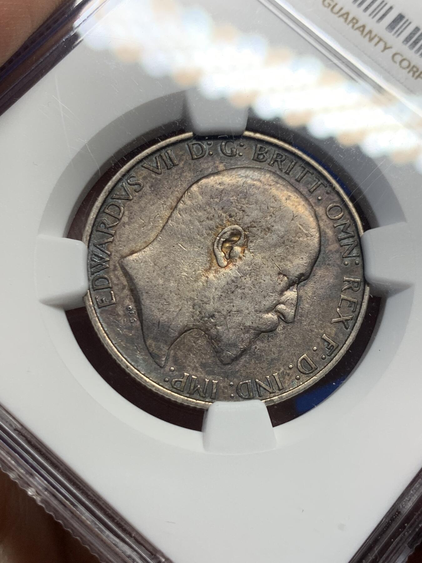 《竞宝斋》第415场 周日，周一，2场连拍 （全场包邮） NGC XF40 英国1903年爱德华七世海神2先令银币