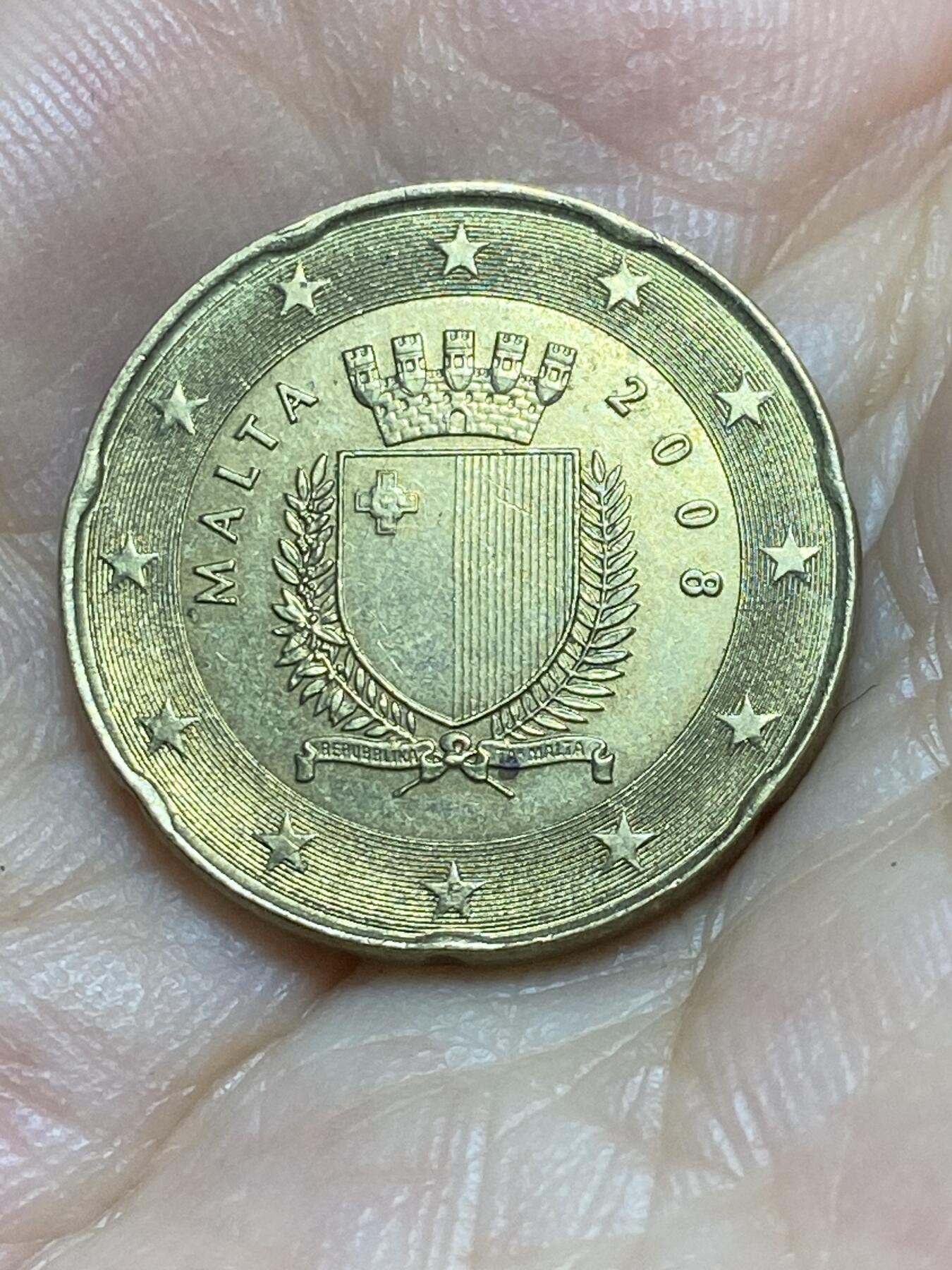 2025年第八十五场(总第一百一十一场）外国好品散币(免佣金) 好品–马耳他🇲🇹2008年20欧分(首发年)