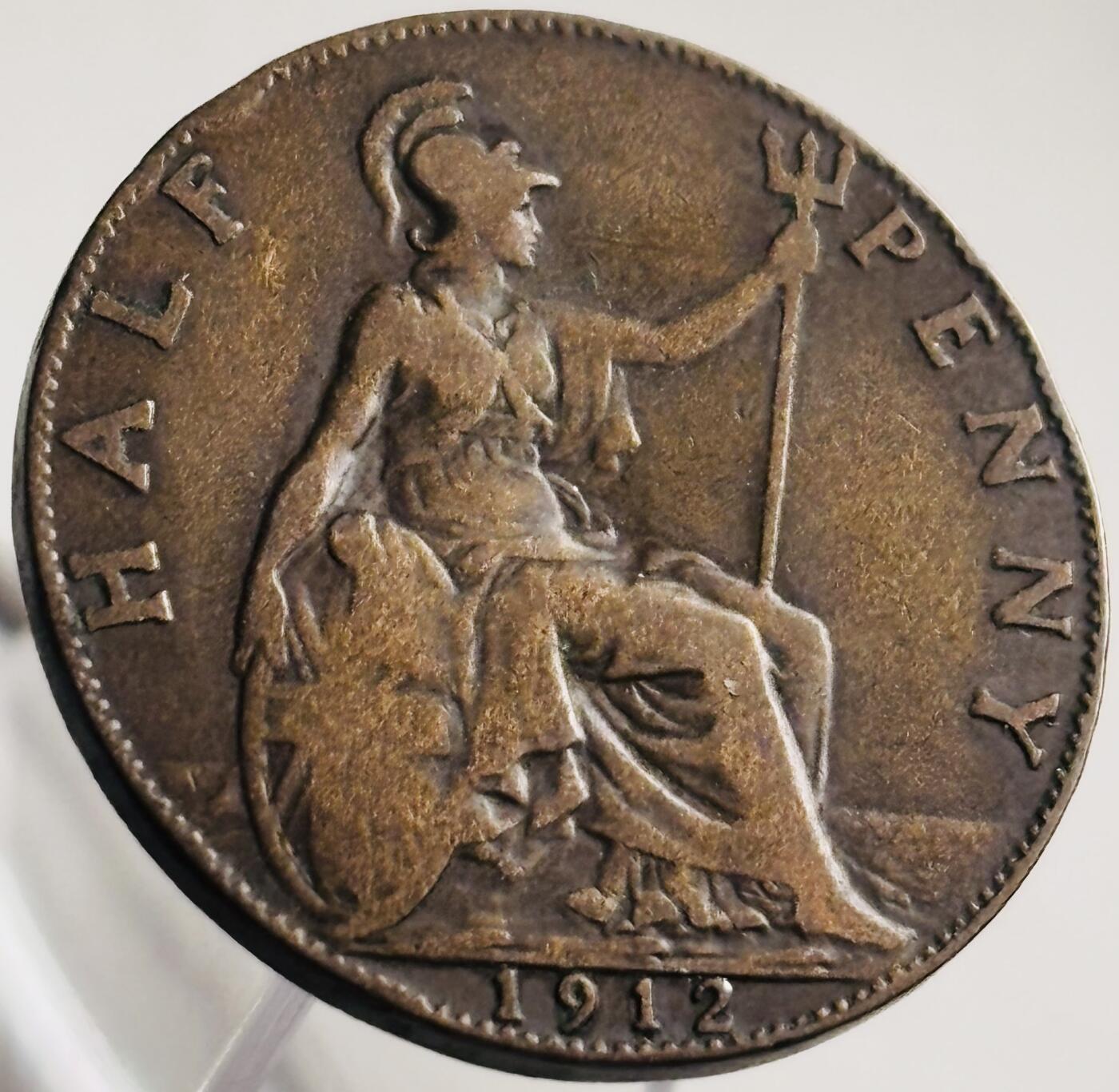 文馨钱币收藏第 269 场，长期接收代拍品 早期年份 1912 年英国乔治五世半便士铜币