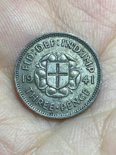 2025年第八十五场(总第一百一十一场）外国好品散币(免佣金) - 英国🇬🇧1941年3便士银币(乔治六世第一版，500银)