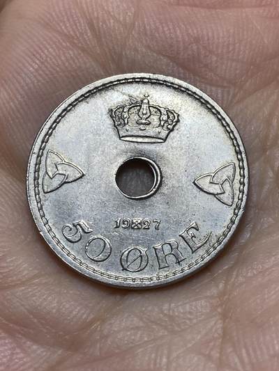 2025年第八十五场(总第一百一十一场）外国好品散币(免佣金) - 挪威🇳🇴1927年50欧尔(哈康七世时期，第四版早期年份)