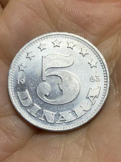 2025年第八十五场(总第一百一十一场）外国好品散币(免佣金) - 南斯拉夫1963年5第纳尔