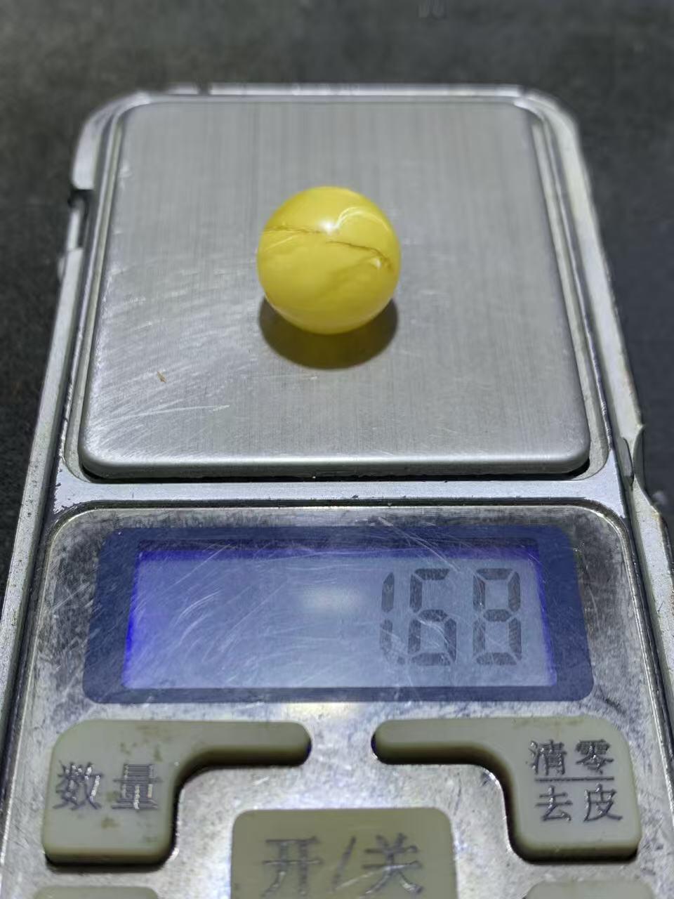 天然俄料原矿蜜蜡老形桶珠一颗！