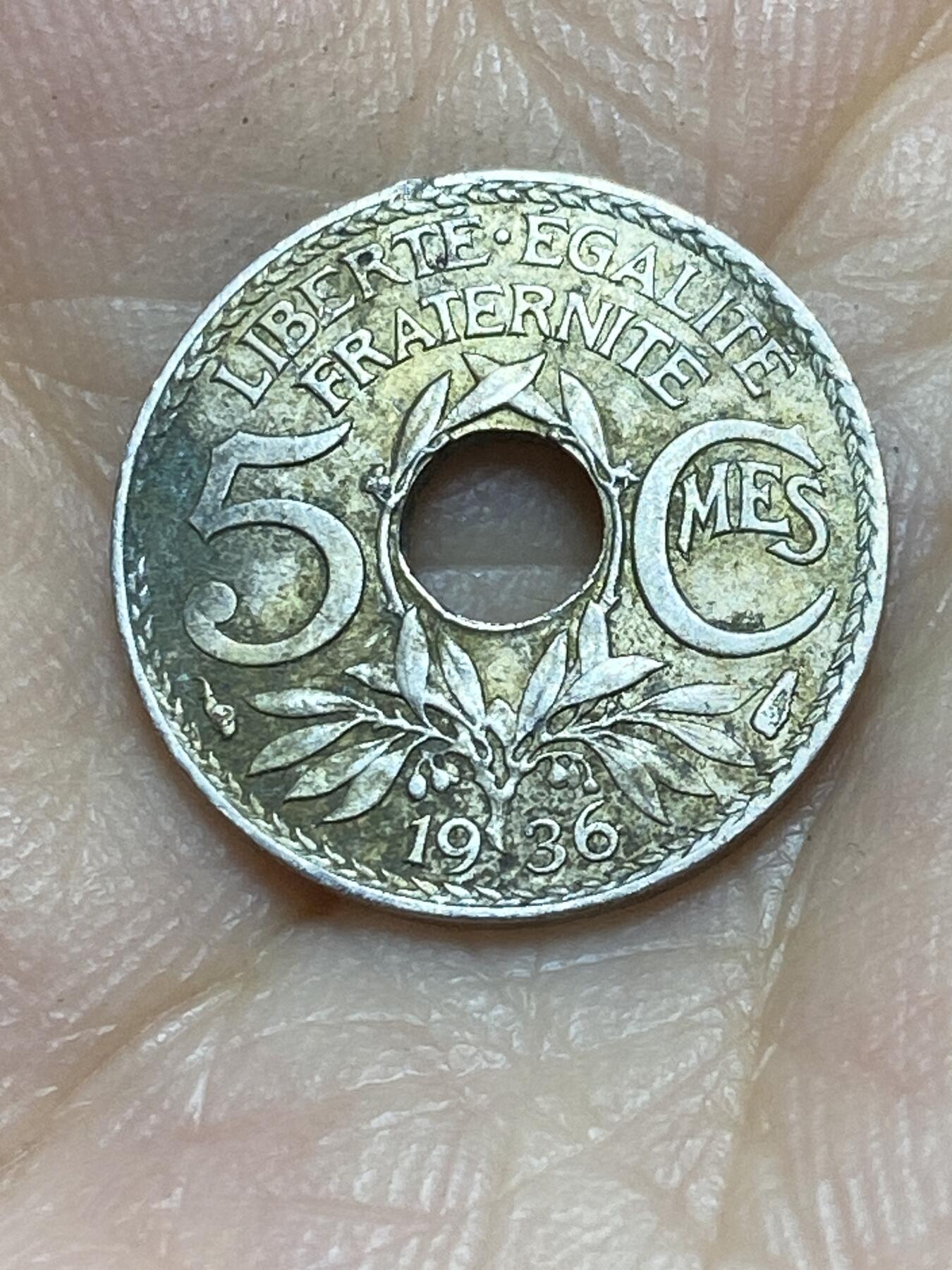 2025年第八十五场(总第一百一十一场）外国好品散币(免佣金) 法国🇫🇷1936年5生丁