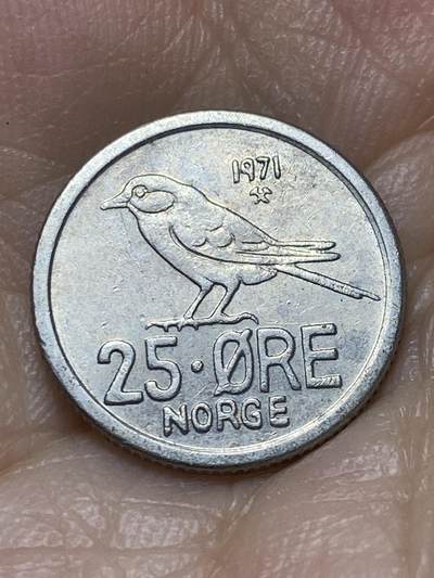 2025年第八十五场(总第一百一十一场）外国好品散币(免佣金) - 挪威🇳🇴1971年25欧尔(奥拉夫五世时期，第一套)