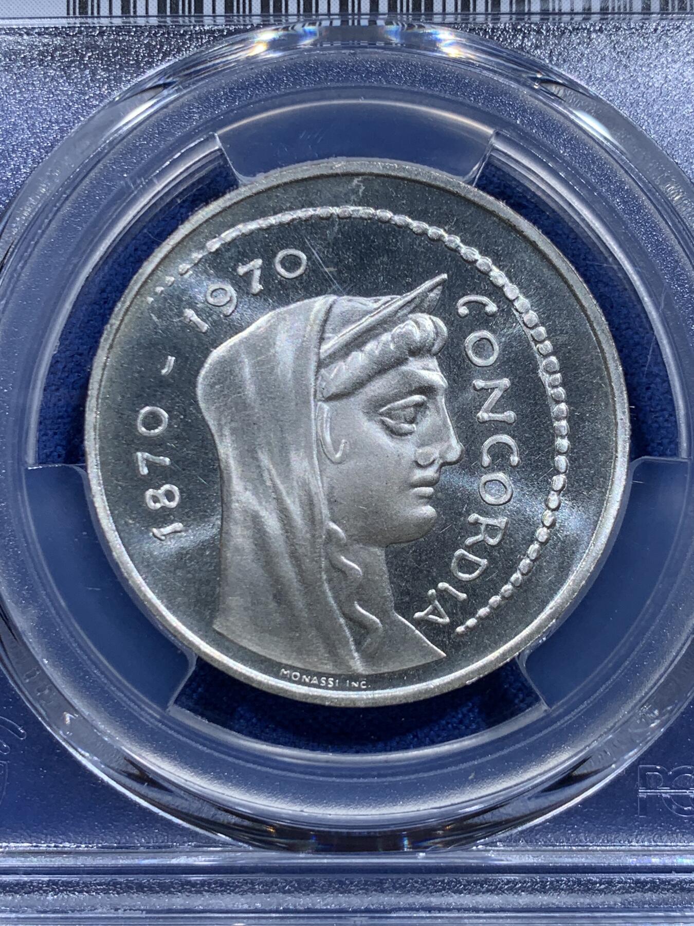 《竞宝斋》第415场 周日，周一，2场连拍 （全场包邮） PCGS MS66 意大利1970年罗马建都百年1000里拉纪念银币，高分！