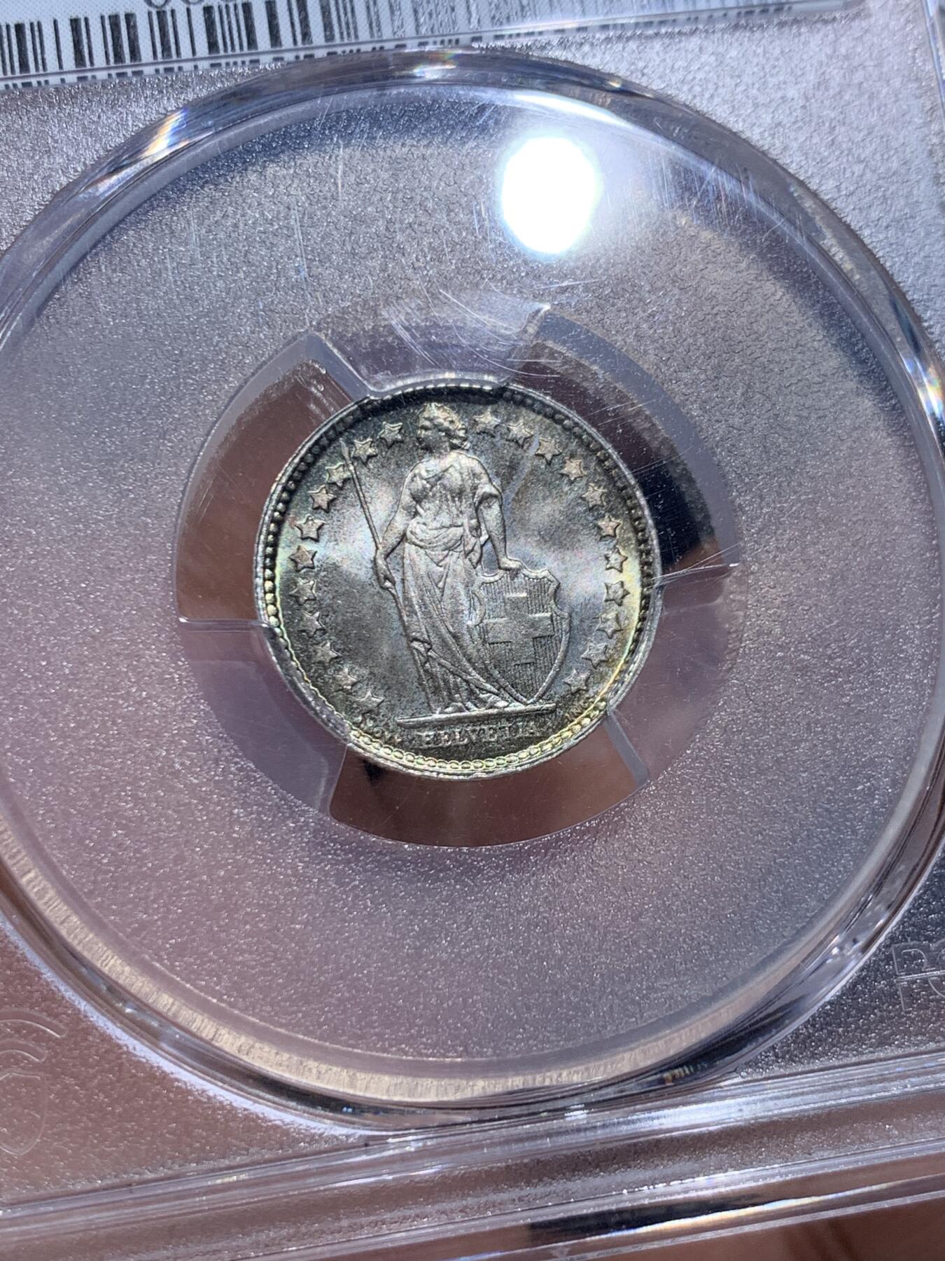 《竞宝斋》第415场 周日，周一，2场连拍 （全场包邮） PCGS MS67 瑞士1929年B版1/2法郎银币 顶级黄油转光品，季军分（更高为1枚68，一枚67+），不是晚期年份，很难得