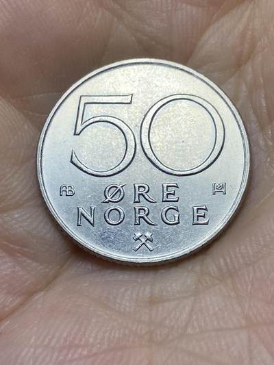 2025年第八十五场(总第一百一十一场）外国好品散币(免佣金) - 挪威🇳🇴1975年50欧尔(奥拉夫五世时期，AB标，Big shield–大盾版)